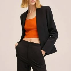 Mango Black Structured Blazer