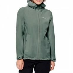 Jack Wolfskin Khaki Pack & Go Shell Rain Coat
