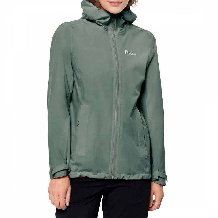 Jack Wolfskin Khaki Pack & Go Shell Rain Coat 3 Jack Wolfskin Khaki Pack & Go Shell Rain Coat
