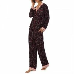 DKNY Black Hearts Love Satin Notch Collar Pajama Set 8 DKNY Black Hearts Love Satin Notch Collar Pajama Set -JacketsSale Sales 18274609 3