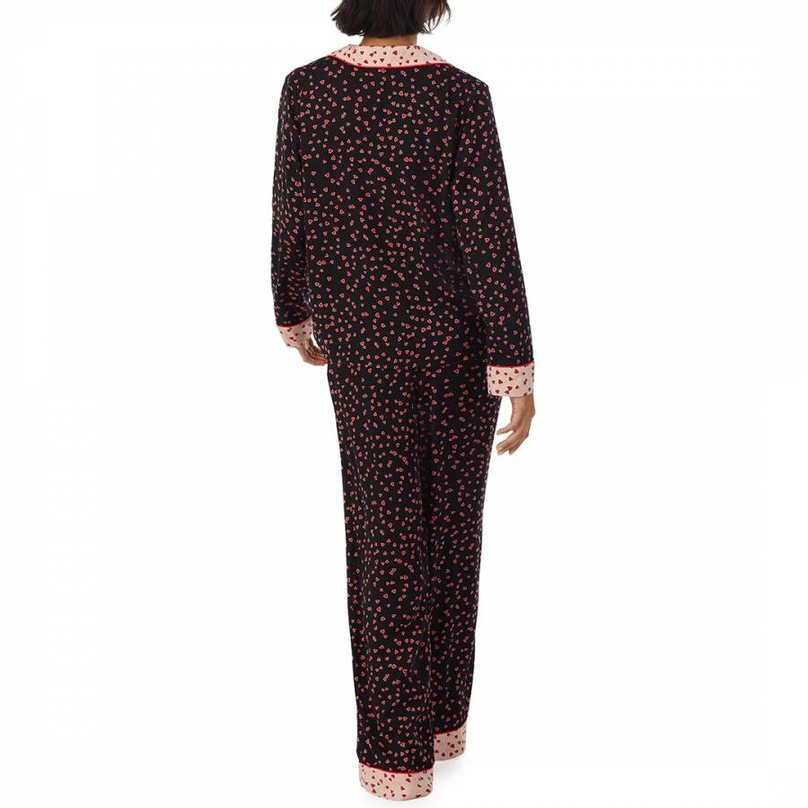 DKNY Black Hearts Love Satin Notch Collar Pajama Set 6 DKNY Black Hearts Love Satin Notch Collar Pajama Set - Image 4