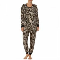 Kate Spade Tan Leopard Print Stand Up Stand Out Top & Jogger Set