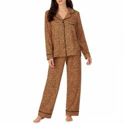DKNY Brown Animal Print Festive Favourites Notch Collar Pyjama Set