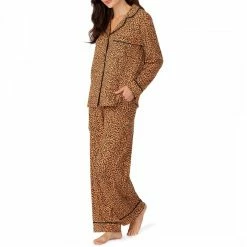 DKNY Brown Animal Print Festive Favourites Notch Collar Pyjama Set -JacketsSale Sales 18274902 3