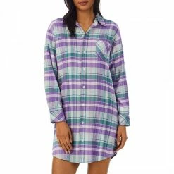 Lauren Ralph Lauren Purple Brushed Twill Check Sleepshirt