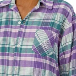 Lauren Ralph Lauren Purple Brushed Twill Check Sleepshirt 7 Lauren Ralph Lauren Purple Brushed Twill Check Sleepshirt -JacketsSale Sales 18288592 3