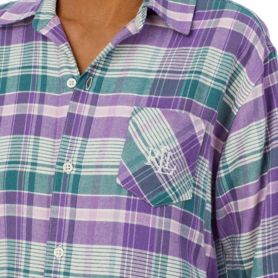 Lauren Ralph Lauren Purple Brushed Twill Check Sleepshirt 5 Lauren Ralph Lauren Purple Brushed Twill Check Sleepshirt - Image 3