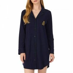 Lauren Ralph Lauren Navy Classic Knits Notch Collar Sleepshirt