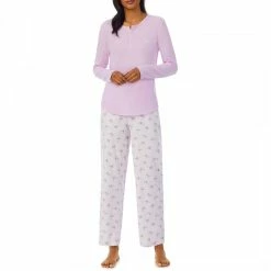 Lauren Ralph Lauren Pink Floral BCI Brushed Twill Henley Pyjama Set