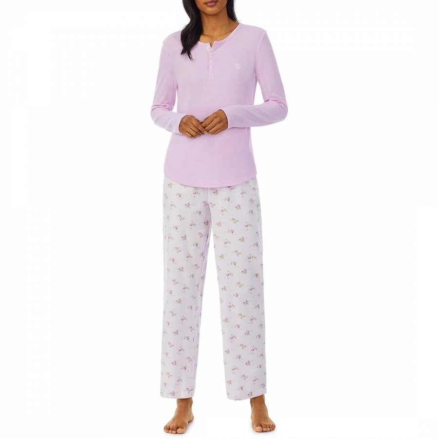 Lauren Ralph Lauren Pink Floral BCI Brushed Twill Henley Pyjama Set 3 Lauren Ralph Lauren Pink Floral BCI Brushed Twill Henley Pyjama Set