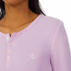Lauren Ralph Lauren Pink Floral BCI Brushed Twill Henley Pyjama Set 7 Lauren Ralph Lauren Pink Floral BCI Brushed Twill Henley Pyjama Set -JacketsSale Sales 18288633 3