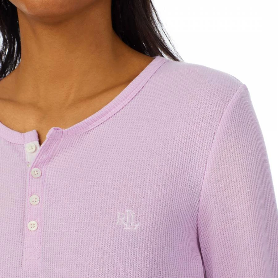 Lauren Ralph Lauren Pink Floral BCI Brushed Twill Henley Pyjama Set 5 Lauren Ralph Lauren Pink Floral BCI Brushed Twill Henley Pyjama Set - Image 3
