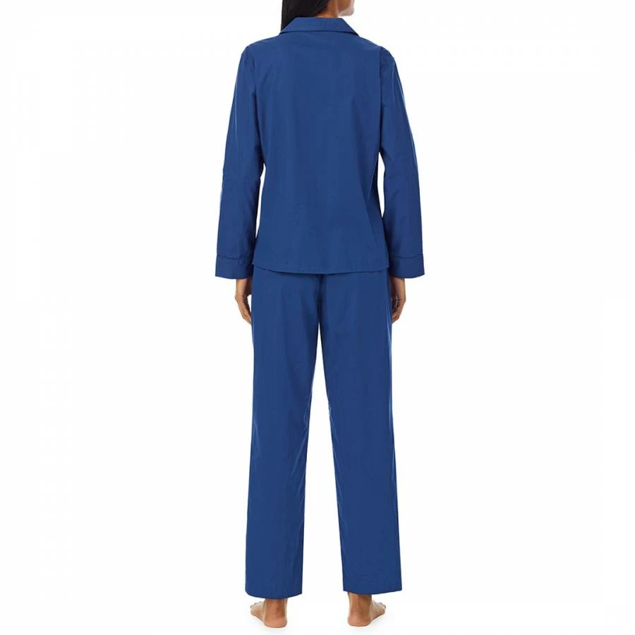 Lauren Ralph Lauren Blue BCI Cotton Herringbone Notch Collar Pyjama Set 4 Lauren Ralph Lauren Blue BCI Cotton Herringbone Notch Collar Pyjama Set - Image 2