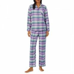 Lauren Ralph Lauren Purple Brushed Twill Notch Collar Pyjama Set