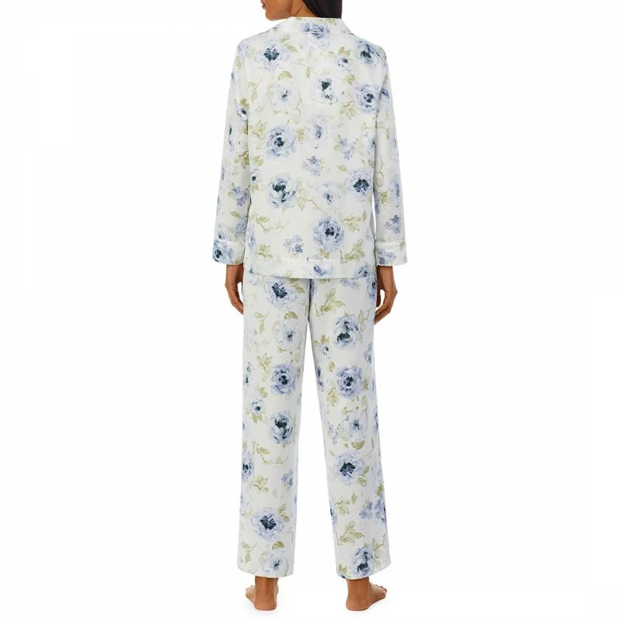 Lauren Ralph Lauren Blue Floral Notch Collar Satin Pyjama Set 4 Lauren Ralph Lauren Blue Floral Notch Collar Satin Pyjama Set - Image 2