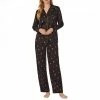 Lauren Ralph Lauren Black & Yellow Satin Giftable Notch Collar Pajamas