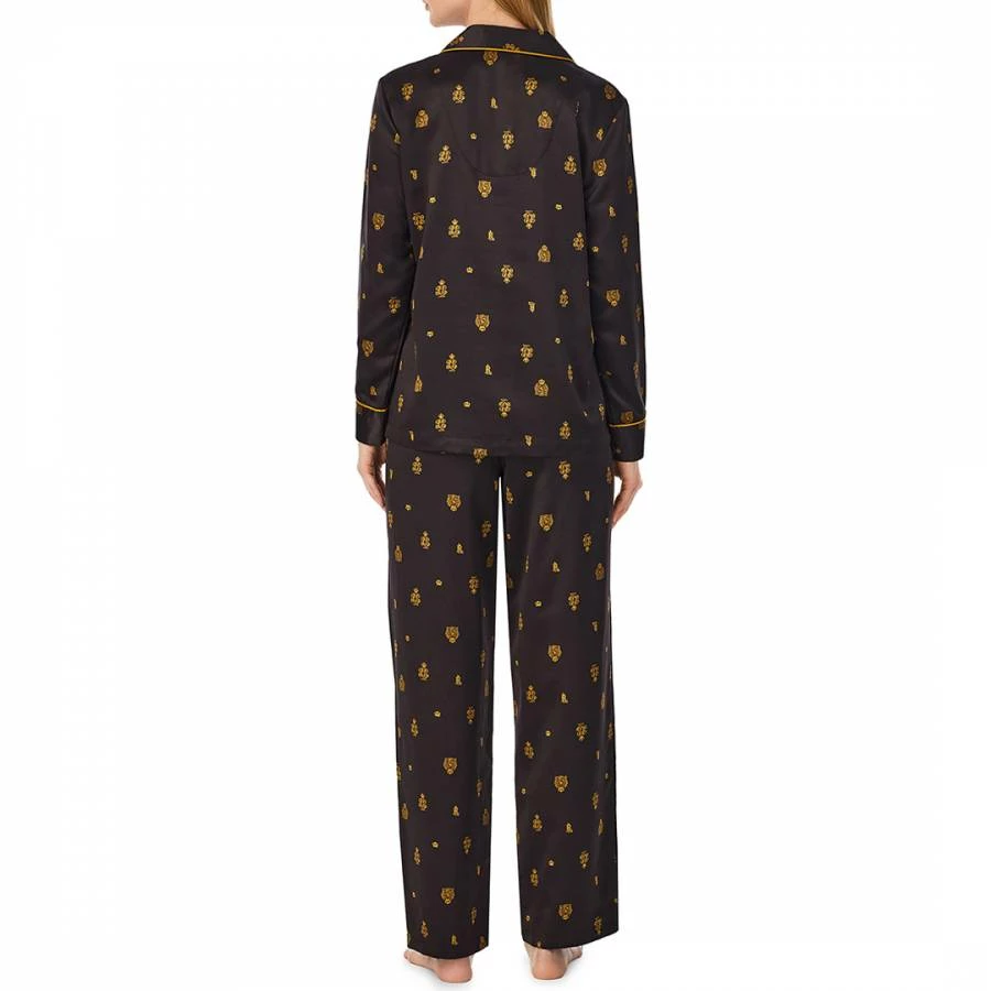 Lauren Ralph Lauren Black & Yellow Satin Giftable Notch Collar Pajamas 4 Lauren Ralph Lauren Black & Yellow Satin Giftable Notch Collar Pajamas - Image 2