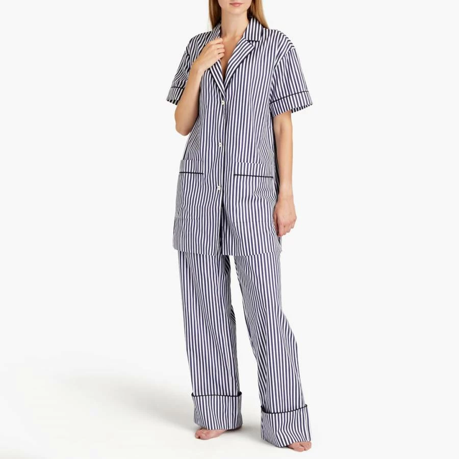 Victoria Beckham Navy Striped Cotton Pyjama Set 3 Victoria Beckham Navy Striped Cotton Pyjama Set