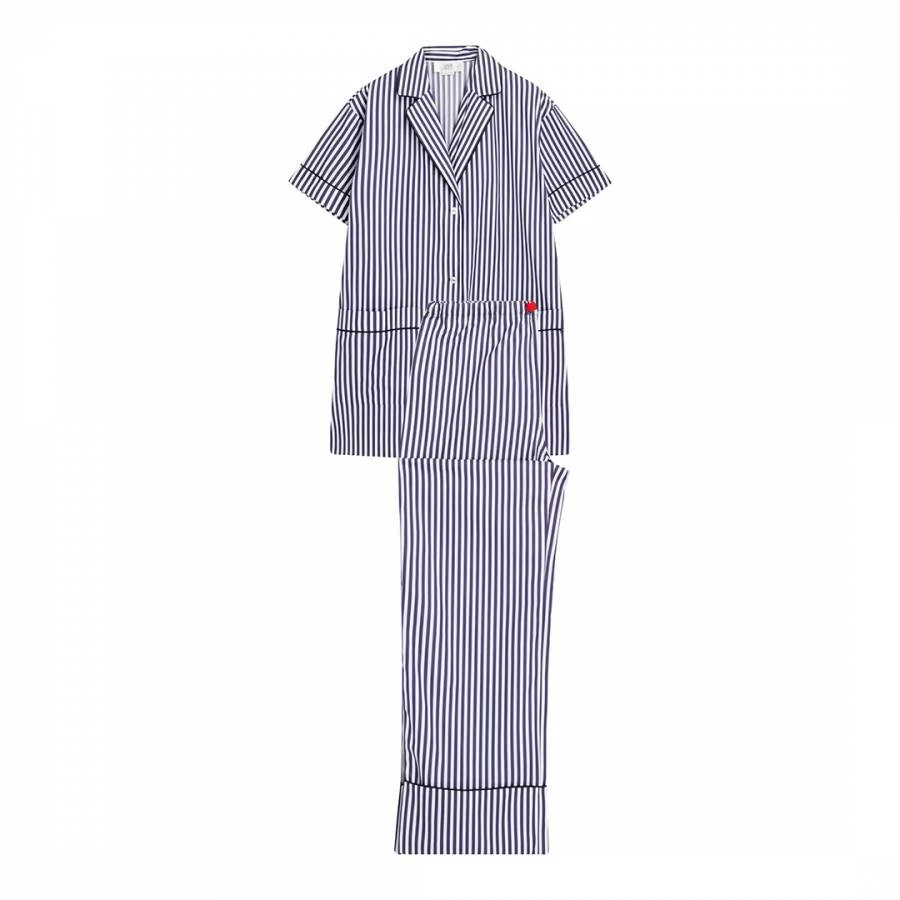 Victoria Beckham Navy Striped Cotton Pyjama Set 5 Victoria Beckham Navy Striped Cotton Pyjama Set - Image 3