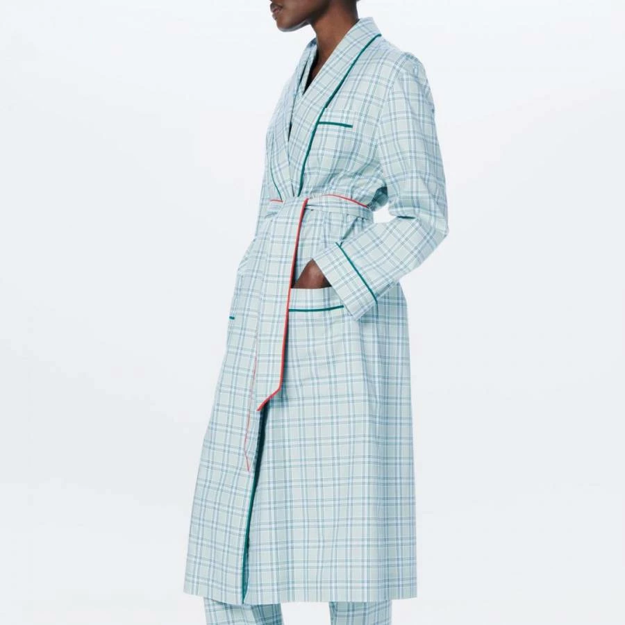 Victoria Beckham Mint Green Checked Nightwear Cotton Robe 3 Victoria Beckham Mint Green Checked Nightwear Cotton Robe