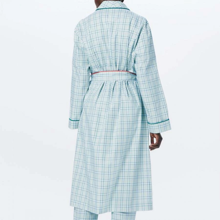 Victoria Beckham Mint Green Checked Nightwear Cotton Robe 5 Victoria Beckham Mint Green Checked Nightwear Cotton Robe - Image 3