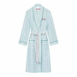 Victoria Beckham Mint Green Checked Nightwear Cotton Robe 9 Victoria Beckham Mint Green Checked Nightwear Cotton Robe -JacketsSale Sales 18302922 4
