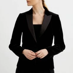 Reiss Black Garnet Cotton Blazer