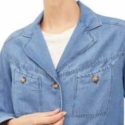 GERARD DAREL Blue Anais Linen Cotton Blend Jacket -JacketsSale Sales 18338699 4