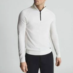 Reiss White Affleck Half Zip Merino Wool Jumper