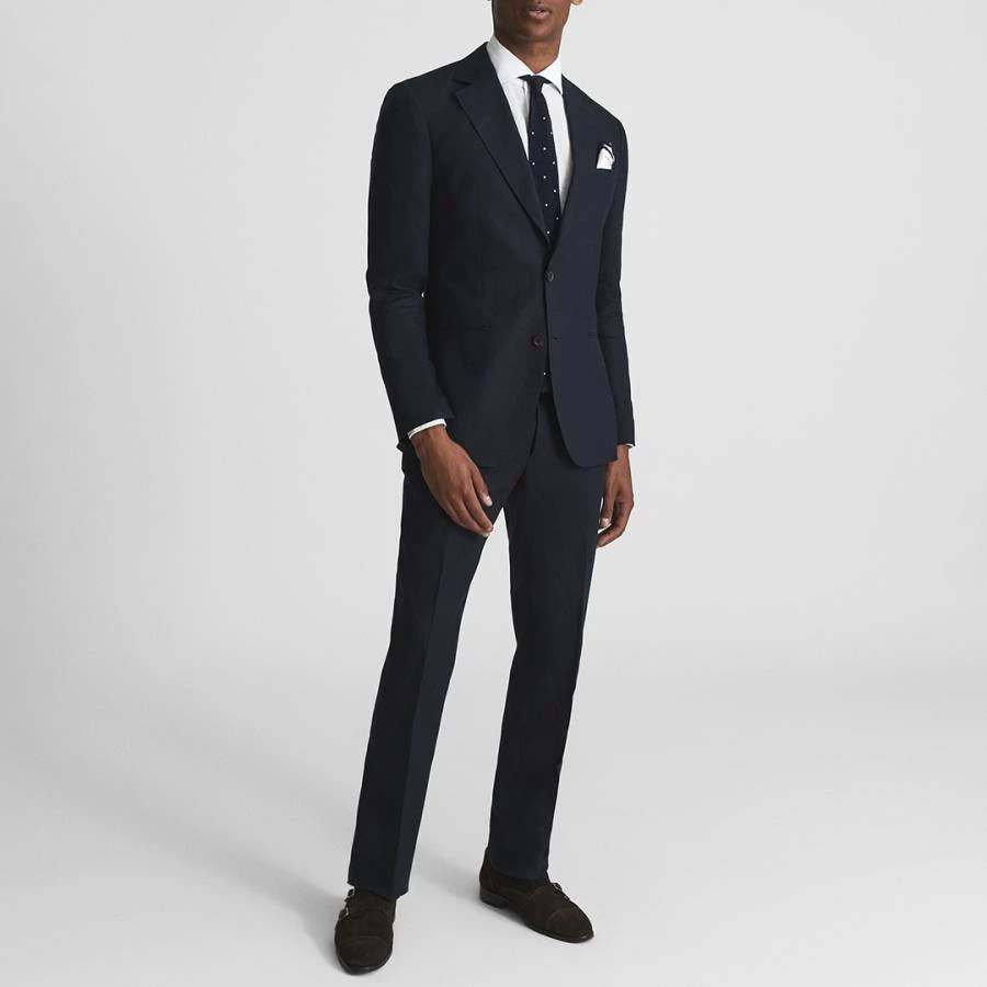 Reiss Navy Kin Single Breasted Linen Jacket 5 Reiss Navy Kin Single Breasted Linen Jacket - Image 3