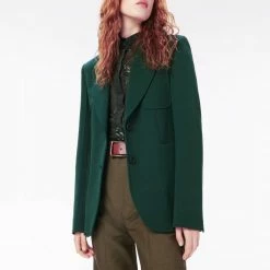 Victoria Beckham Green Wool Blend Single Breasted Jacket