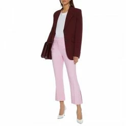 Victoria Beckham Burgandy Jarvis Wool Blend Jacket