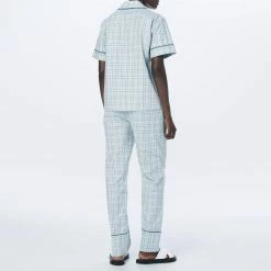 Victoria Beckham Green Cotton Plaid Check Sleep Set -JacketsSale Sales 18340645 3