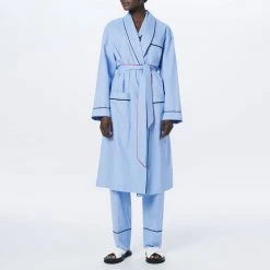Victoria Beckham Blue Cotton Chambray Robe