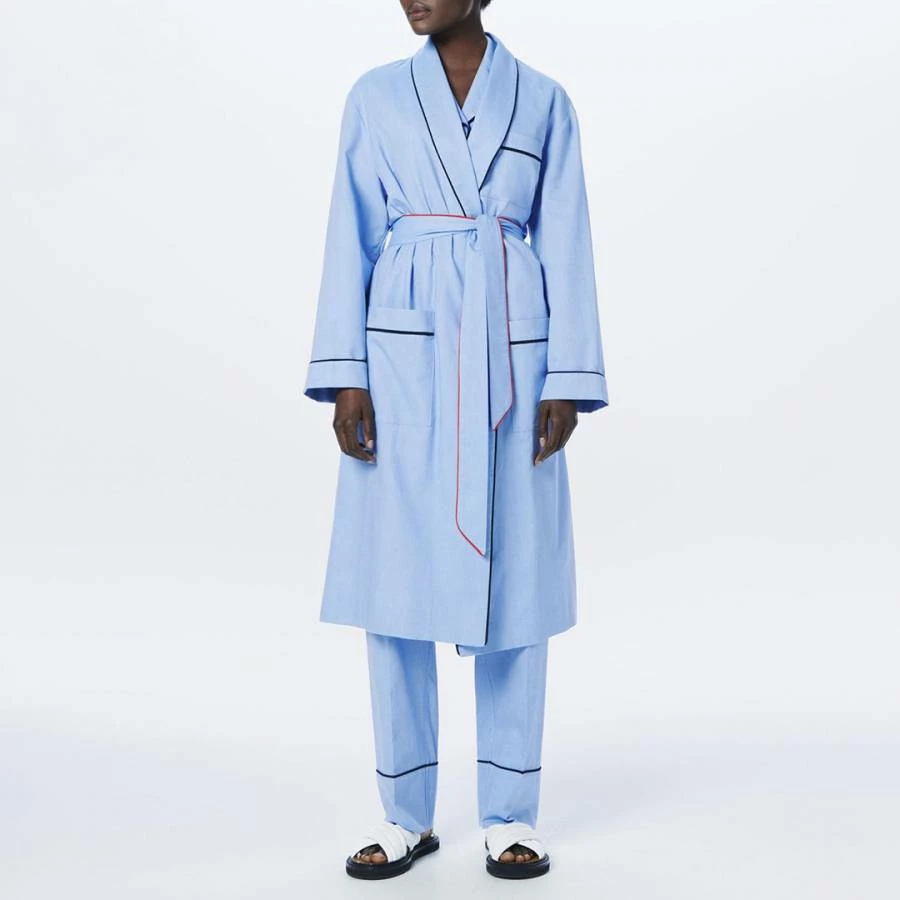 Victoria Beckham Blue Cotton Chambray Robe 3 Victoria Beckham Blue Cotton Chambray Robe