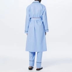 Victoria Beckham Blue Cotton Chambray Robe 8 Victoria Beckham Blue Cotton Chambray Robe -JacketsSale Sales 18340660 3