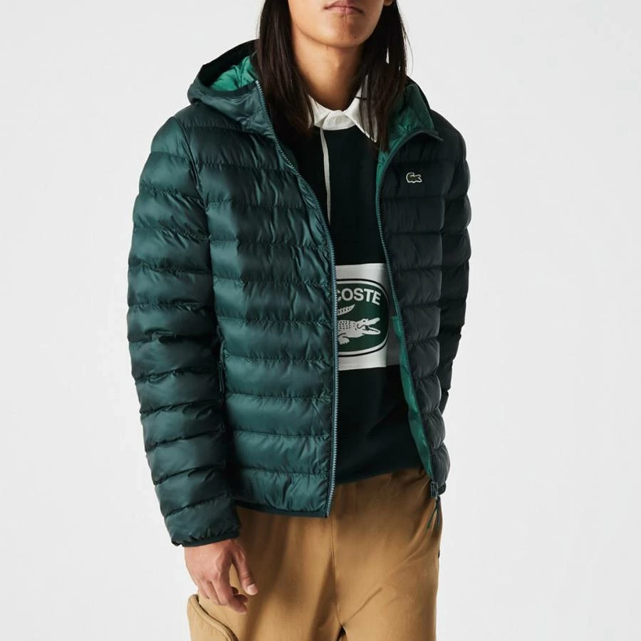 Lacoste Dark Green Quilted Hooded Jacket 3 Lacoste Dark Green Quilted Hooded Jacket