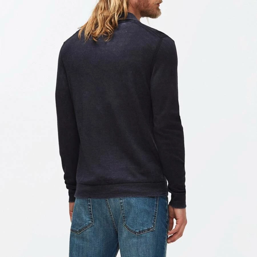 7 For All Mankind Navy Merino Wool Polo Jumper 4 7 For All Mankind Navy Merino Wool Polo Jumper - Image 2