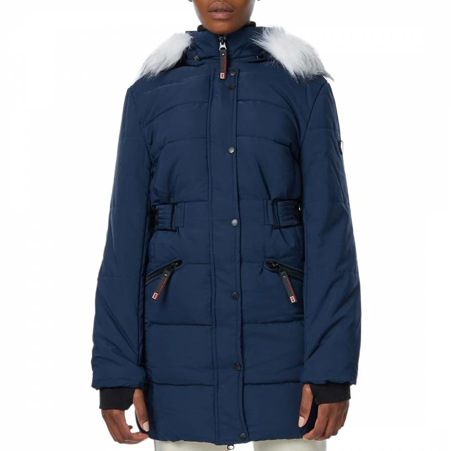 GEOGRAPHICAL NORWAY Navy Faux Fur Hooded Parka 3 GEOGRAPHICAL NORWAY Navy Faux Fur Hooded Parka